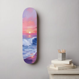 Cotton Candy Cove | Roze Oceaanaquarel Persoonlijk Skateboard