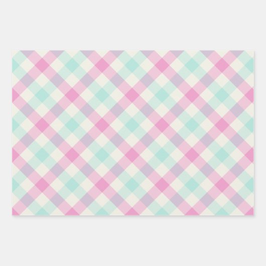Cotton Candy Gingham Inpakpapier Vel (Voorkant)