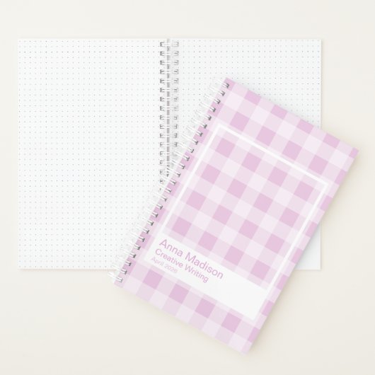 Cotton Candy Gingham Transparent Frame Notebook Notitieboek (Binnen)