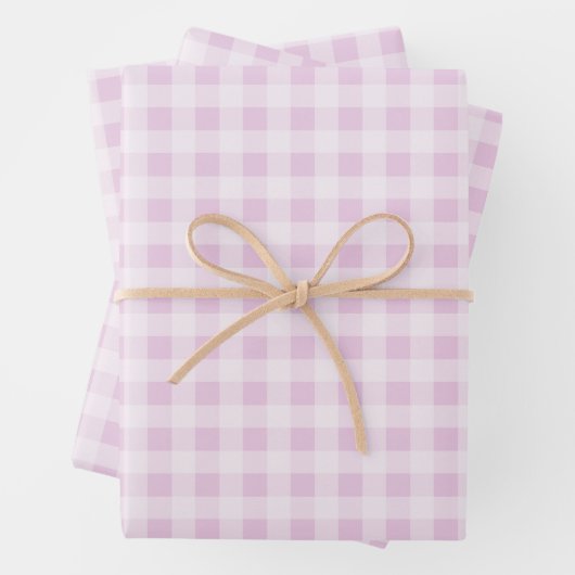 Cotton Candy Gingham Wrapping Paper Sheets (In situ)