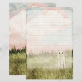 Cotton Candy Skies - Cute Ghost Lined Briefpapier (Voorkant / Achterkant)