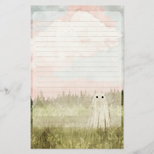 Cotton Candy Skies - Cute Ghost Lined Briefpapier (Voorkant)