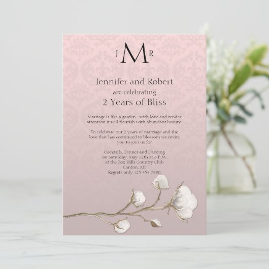 Cotton Damask 2e bruiloft Jubileum Kaart (Staand voorkant)