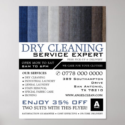 Cotton Fabric, Dry Cleaners, Cleaning Service Poster (Voorkant)