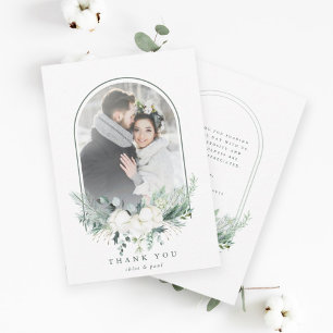 Cotton Flower Arched Lijst Weduwfoto Bedankkaart