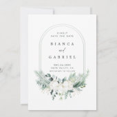 Cotton Flower Arched Lijst Weduwfoto Save The Date (Achterkant)