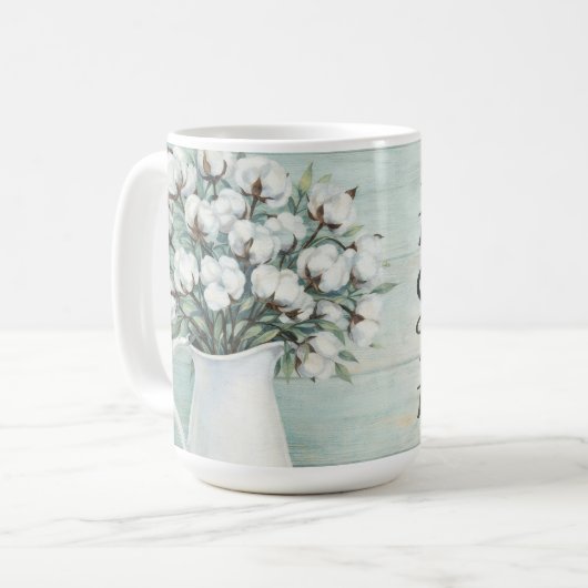 Cotton Flowers Farmhouse Rustic Coffee Mug Koffiemok (Voorkant links)