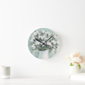Cotton Flowers Farmhouse Rustic Wall Clock Ronde Klok (Huis)