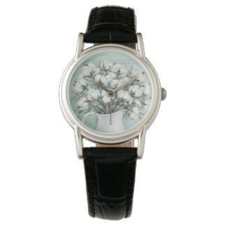 Cotton Flowers Farmhouse Rustic Watch Horloge