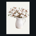 Cotton Flowers in White Pitcher Botanical Farmhous Poster<br><div class="desc">Add timeless farmhouse charm to your home with this cotton flowers wall art featuring a classic white ceramic pitcher filled with soft cotton stems and subtle greenery. Designed on a warm neutral background, this piece blends modern farmhouse simplicity with cozy cottage style. Perfect for kitchens, dining areas, entryways, or bedroom...</div>