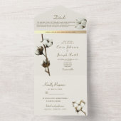 Cotton Flowers Wedding All In One Uitnodiging (Binnen)
