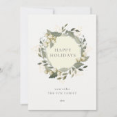 Cotton Garden Wreath Winter White Holiday Kaart (Voorkant)
