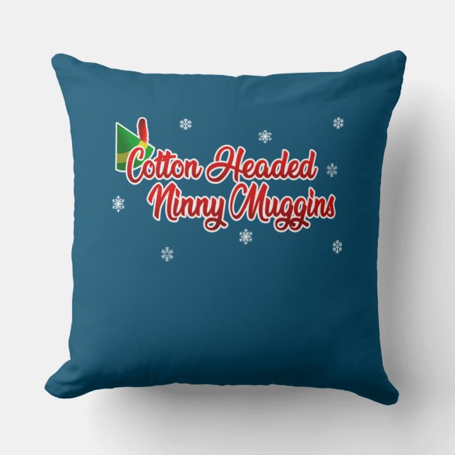 Cotton Headed Ninny Muggins Funny Elf Kerstmis Kussen (Voorkant)