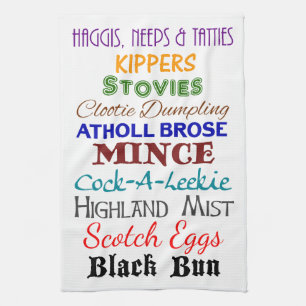 Cotton Kitchen Towel - Scottish Food Names Theedoek