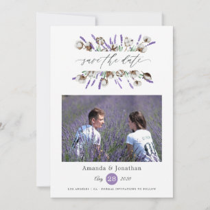 Cotton Lavender Photo Wedding Save The Date