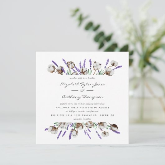 Cotton Lavender Wedding Kaart (Staand voorkant)