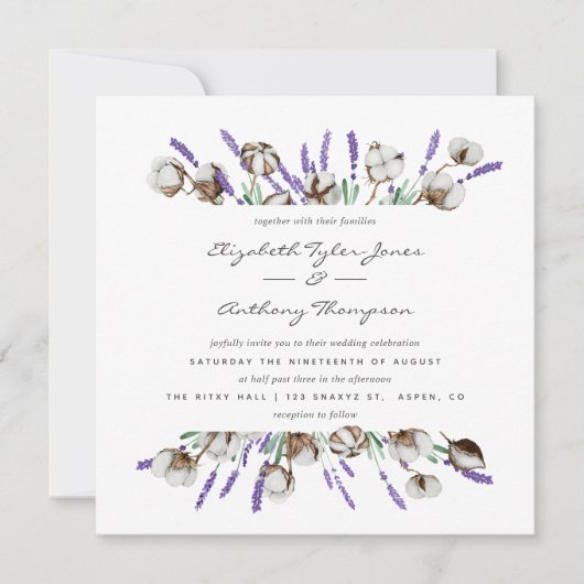 Cotton Lavender Wedding Kaart (Voorkant)