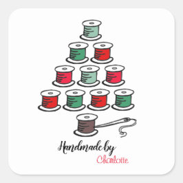 Cotton Reel Christmas Tree Handgemaakt door papier Vierkante Sticker