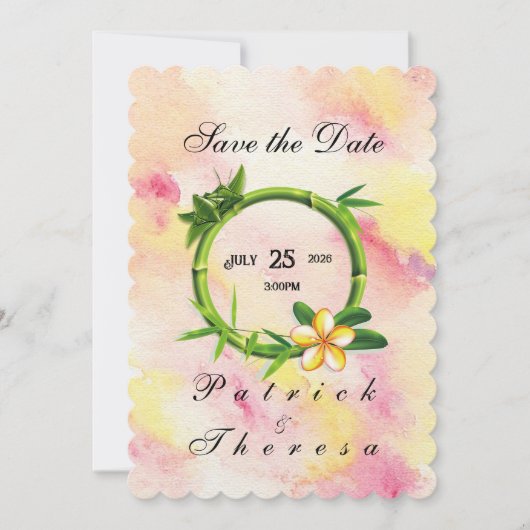 Cotton Snoep Bamboo Flat Wedding Invitation Kaart (Voorkant)