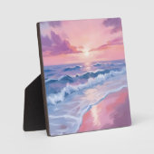 Cotton Snoep Beach | Roze oceaangolven schilderen Fotoplaat (Voorkant)