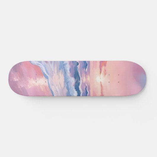 Cotton Snoep Beach | Roze oceaangolven schilderen Persoonlijk Skateboard (Horizontaal)