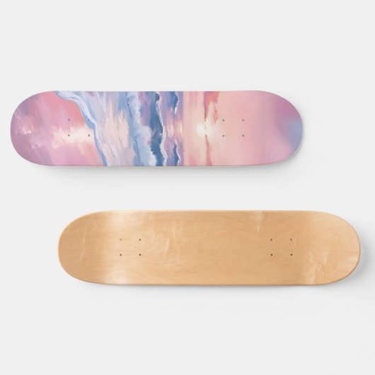 Cotton Snoep Beach | Roze oceaangolven schilderen Persoonlijk Skateboard (Horizontaal)
