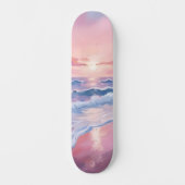 Cotton Snoep Beach | Roze oceaangolven schilderen Persoonlijk Skateboard (Voorkant)