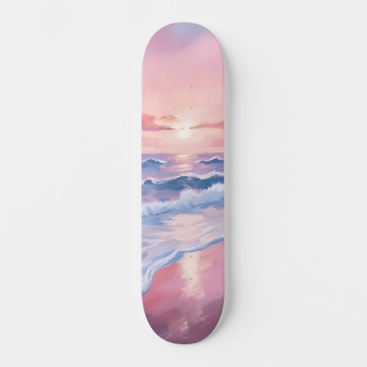 Cotton Snoep Beach | Roze oceaangolven schilderen Persoonlijk Skateboard (Voorkant)