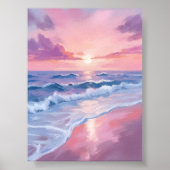 Cotton Snoep Beach | Roze oceaangolven schilderen Poster (Voorkant)