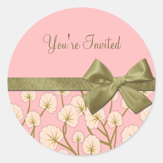 Cotton Snoep Bouquet Party Invitation Ronde Sticker (Voorkant)
