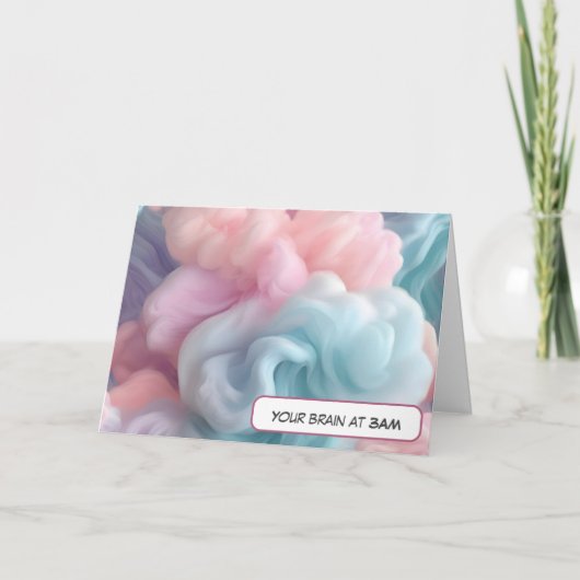Cotton Snoep Brain voor Slapeloosheid Humor Kaart (Voorkant)
