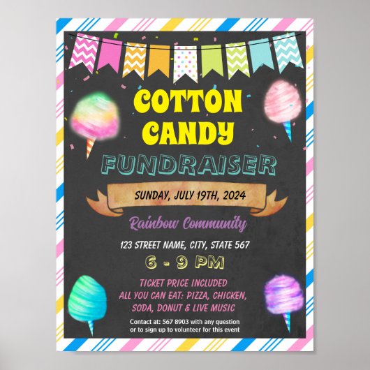Cotton Snoep Fundraiser school evenement sjabloon Poster (Voorkant)