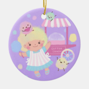 Cotton Snoep Girl met Sweet Fluffy Monsters Keramisch Ornament
