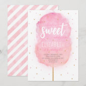 Cotton Snoep Sweet Verjaardagsfeestuitnodiging Kaart (Voorkant / Achterkant)