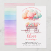 Cotton Snoep Sweets Verjaardagsfeestuitnodiging Kaart (Voorkant / Achterkant)