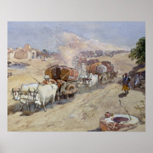 Cotton Transport, India, 1862 (m/c boven potloodwi Poster