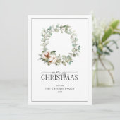 Cotton Winter Greenery Wreath Merry KerstHoli Feestdagenkaart (Staand voorkant)