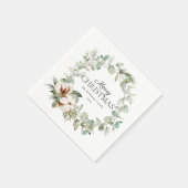 Cotton Winter Greenery Wreath Merry Kerstmis Servet (Hoek)