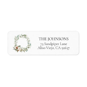 Cotton Winter Greenery WreatReturn Address Label