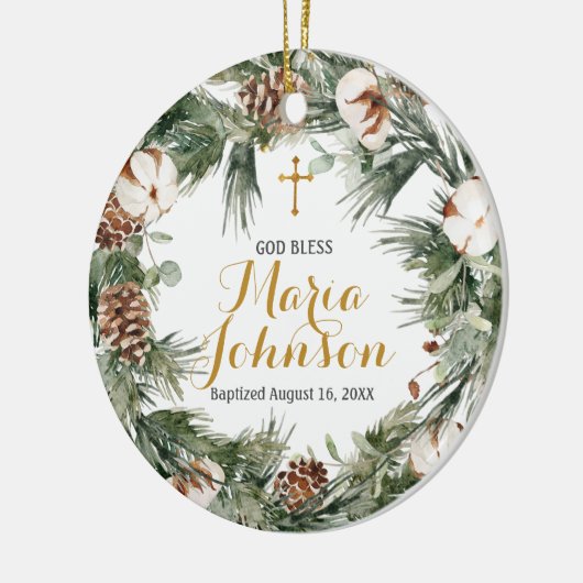 Cotton Wreator Baptism Ornament God Bless (Links)