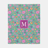 Cottonball Pattern Monogram Fleece Deken (Voorkant)