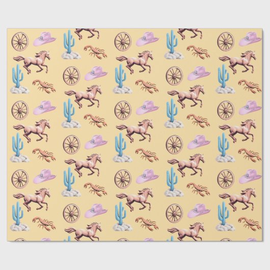 Cottoncandy Western Theme Cowgirl Party Art Cadeaupapier (Vlak)