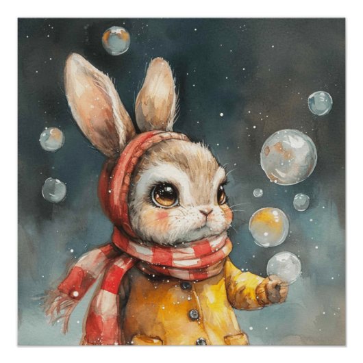 Cottontail Bubbles: Een Beetje Whimsy Bunny Perfect Poster (Voorkant)