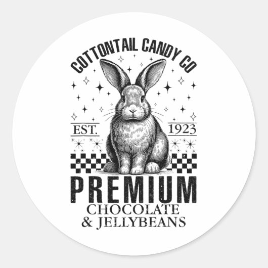 Cottontail Candy Company Chocolade Knuffel Konijn Ronde Sticker (Voorkant)