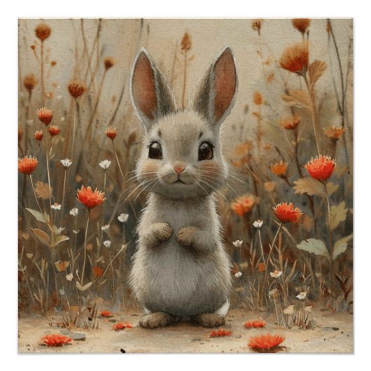 Cottontail Dream: Een beetje Whimsy Bunny Perfect Poster (Voorkant)