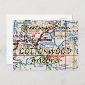 Cottonwood AZ  Map Briefkaart (Voorkant / Achterkant)