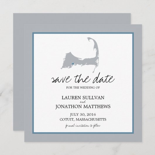 Cotuit Cape Cod Wedding Save the Date (Voorkant / Achterkant)