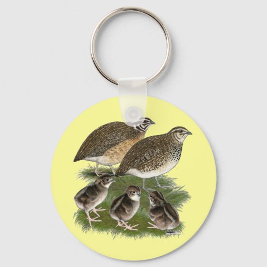 Coturnix Kwartelfamilie Sleutelhanger (Voorkant)