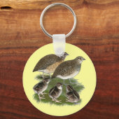 Coturnix Kwartelfamilie Sleutelhanger (Voorkant)
