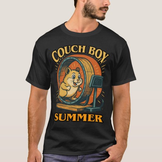 Couch Boy Summer — Lazy Vibes Hamster on the Move T-shirt (Voorkant)